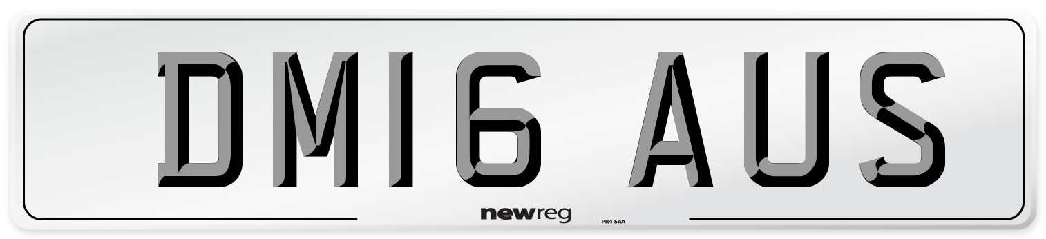 DM16 AUS Number Plate from New Reg